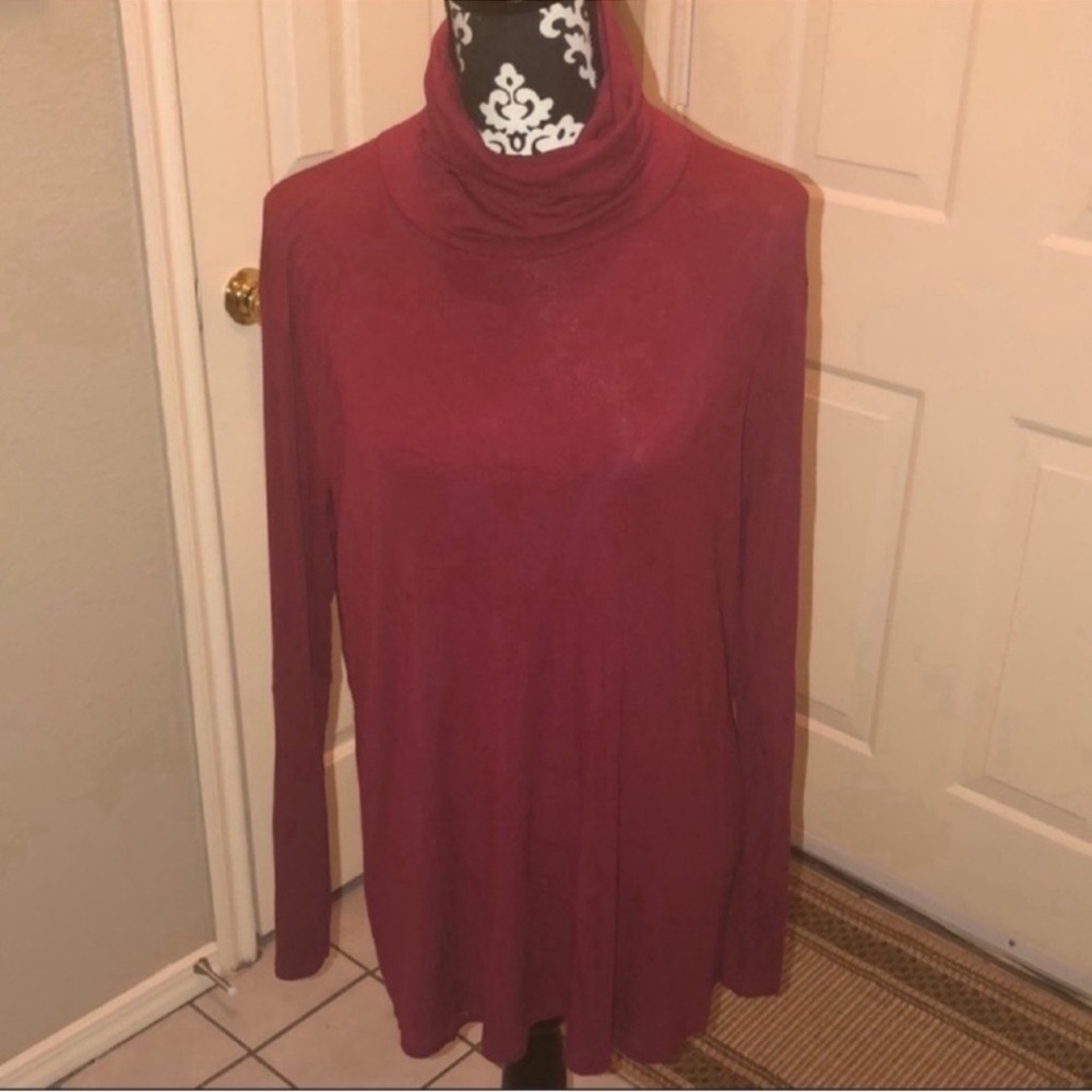 Rust open back turtleneck
